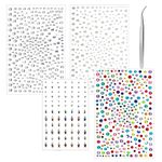 TIESOME Self Adhesive Face Gems, 4 Sheets Face Jewels Pearl Stickers with Tweezer Makeup Pearl Rhinestones Stick On Hair Eye Crystals Tattoos for Women Halloween Party Nail Art DIY