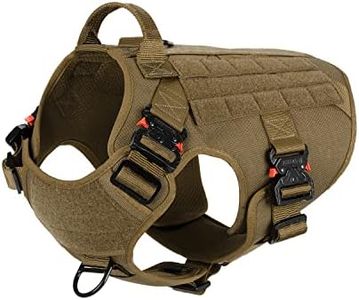 ICEFANG Tactical Dog Harness with 4X Metal Buckle,Dog MOLLE Vest with Handle,No Pulling Front Clip,Hook and Loop Panel for Dog Custom Patch (XL (32"-39" Girth), Coyote Brown)