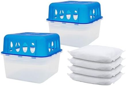 Spetebo Ultra Fresh Lot de 2 boîtes de granulés déshumidificateurs avec 4 sacs de recharge de 400 g – Déshumidificateur avec bac de récupération – Réutilisable et rechargeable