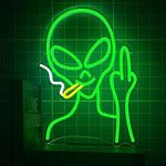 HAJAE Green Alien Neon Signs, Dimmable LED Neon Signs for Wall Decor Bedroom Man Cave Game Room Home Bar Party Decor, LED Alien Neon Light for Kids Birthday Gift (Green Alien)