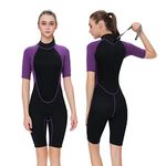 Intboss Plus Size Shorty Wetsuit for Women Senior Girls Keep Warm in Cold Water,3mm Neoprene Womens Shorty Wet Suit Snorkeling Scuba Diving Suit S-5XL