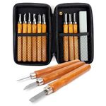 KRESCENT KRAFT 14 Piece Set Beginners Carving Kit with Protective Case, Chisels, Gouges, Scraper, V Parting Tool, Whetstones | for Wood, Clay, Sculpting, Whittling, Pumpkin, Balsa, Wax, Linoleum