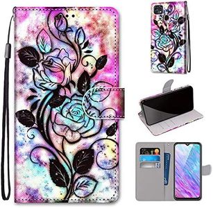 Tznzxm ZTE ZMax 10 ZTE Z6250 Wallet Case, Flowers Painting Premium PU Leather Flip Style Cover with Kickstand, Card Holder Slots, Protective Magnetic Phone Case for Consumer Cellular ZMax 10