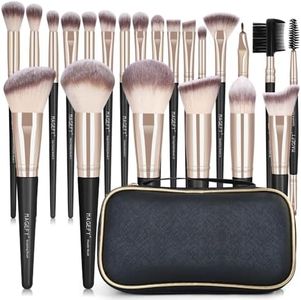 MAGEFY Makeup Brushes, 22 Pcs Professional Premium Synthetic Makeup Brush Set with Case, Foundation Eyeshadow Brush Travel Make up Brushes Set (Blackgold)