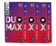 Skore Duo Max - Premium Pleasure Condoms for Him and Her with Disposal Pouches|Dotted & Ribbed|Performa Lubricant for Long Lasting Climax Delay|Suitable for use with lubes & toys- 10 pieces|Pack of 3