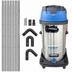Gutter Cleaning System 100L Industrial Wet & Dry Vacuum Cleaner with Black 25ft (7.5m) Long Reach Gutter Pole Kit 3000W Triple Motor