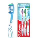 Colgate Max White Toothbrushes, Teeth Whitening Toothbrush with Polishing Star, Medium Manual Toothbrush, Assorted Designs, Adult Toothbrush Multipack, 3 Pack