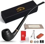 Joyoldelf Churchwarden Tobacco Pipe Set - Oak Tobacco Pipe with Pipe Stand, Wood Tobacco Pipe with Gift Box, Handmade Tobacco Pipe Kit with Accessories for Pipe Enthusiasts