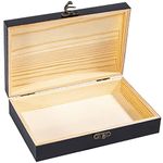 Unfinished Wooden Box with Hinged Lid, 7.8x5.1x1.96 Inches Wood Cigar Box Rectangle Keepsake Box Clasp Wood Box, Storage Box for DIY Crafts, Home Deocration, Jewelry- Black