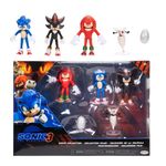 Sonic 3 Movie Action Figure Multi-Pack 2.5" / 6.35cm by JAKKS Pacific, Includes Sonic, Shadow, and Knuckles Figurines - Plus Buzz Bomber and Drone Accessories, Articulated Highly Detailed Figurines