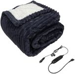 Elantrip Wool Car Heated Blanket, 12 Volt, 70 Degree Cutoff, For Trucks, Cars, SUVs, Machine Washable Car Travel Blanket, Great for Camping, With Temperature Control, 40×55in(Charcoal Black) Christmas