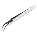 Ainiv Precision Tweezers, Stainless Universal Bent Tip Tweezers, Sewing Machine Tweezers, Non-Magnetic Industrial Tweezers for Craft, Electronics, Soldering, Medical and Experimental Work, Jewelry