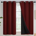 Yakamok 100% Blackout Curtains for Bedroom 2 Panels - Completely Blackout Window Drapes Thermal Insulate Window Panels with Black Backing for Living Room, Grommet Top (42 by 63 inches, Burgundy Red)