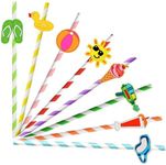 24 Pcs Summer Beach Party Drinking Straws for Kids, Crazy Silly Straws Pool Party Decorations Supplies, Pool Party Favors for Kids Birthday