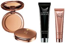 LAKMÉ Absolute Blur Perfect Matte Natural Face Primer Medium Coverage,30Ml & Lakme 9 To 5 Flawless Matte Complexion Compact Powder,8 G & Lakme 9 To 5 Mousse Foundation for All Skin Type,Rose vory,25G