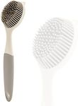 AMORBASE Dish Scrubber, Silicone Soft Bristles Brush with Scraper Tip, Comfortable Grip Dishes Brushes Set for Kitchen Sink, Pans, Pots, Skillet Cleaning (Grey)