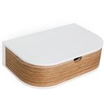 Valiai Hanging Wall Shelf with Drawer - Wooden Wall Shelf - Small Wall Drawers Hanging - Floating Wall Shelf with Drawer - Wall Table Hallway (White/Oak, Shelf with 1 Drawer)