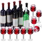 POPETPOP Mini Wine Bottles : 18Pcs 1:12 Dollhouse Wine Bottles Miniature Wine Glasses Miniature Wine Bottles Mini Red Wine Bottles Model Glasses Drink Cups for Dollhouse Decor, Random Style