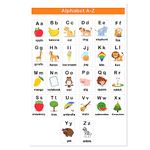 English Alphabets ABCD Capital and Small Letters with Names and Pictures Chart Stickers for Kids Wall Decor (33x48 cm)