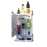 BRANCO Bathroom Cabinet with Mirror | Storage Organiser | Strong Plastic Bathroom Shelves Wall Mounted | Bathroom Accessories| Mirror Cabinet 21 x 12 | White