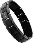 LUXAR Men's Titanium Link Bracelet | Solid Titanium Adjustable Bracelet Designed for Men | Explore The World of Luxar [Brushed Black]