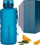 Hydracy Water Bottle with Time Marker - Large 2 Litre BPA Free Bottle & No Sweat Sleeve - Leak Proof Gym Bottle with Fruit Infuser Strainer & Times to Drink - Ideal for Fitness, Sports & Outdoors