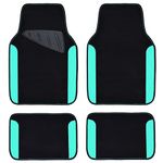 CAR PASS Waterproof Universal Fit Car Floor Mats, Teal Car Mats Fit for SUV,Vans,sedans, Trucks ,Set of 4pcs Car Carpet for Women(Black with Mint)