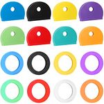 Uniclife 16 Pack Key Cap Tags Set in 8 Assorted Colors Plastic Key Identifier Coding Label Covers for Standard Flat House Keys (Not Suitable for Odd-Shaped Keys), 2 Styles