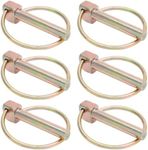 Moicstiy 6Pcs 3/8 Inch Heavy Duty Lynch Pin with Ring, Round Linch Pins Assortment Kit Lock Pin Clips for Farm Tractors, Trucks, Trailers, Mowers (3/8 x 1-3/4 Inch)