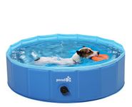 Pecute Paddling Pool for Dogs & Kids - 80cm, Sturdy Foldable Dog Swimming Pool Bathtub, Anti Slip Children Ball Pits Toddler Sandbox Pets Bathing Pool for Garden Patio Bathroom(Medium 31.5 x 7.8in)