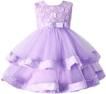 Miipat Baby Girl Dress Tulle Sequin Sleeveless Princess Toddler Girl Party Dresses Formal Flower Girls Birthday Wedding Pageant Dress, Purple Flower, 3-4 Years