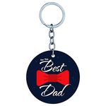 YuBingo The Best Dad Designer Printed Keychain (One-Side Print on MDF Wood, 5 Cm Diameter, Round)