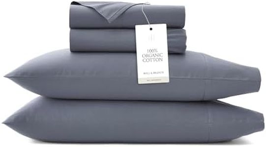 BOLL & BRANCH Signature Hemmed Sheet Set - Split King, Mineral - Luxury 100% Organic Cotton - Includes 1 Flat, 2 Fitted, 2 Pillowcases - Buttery Soft