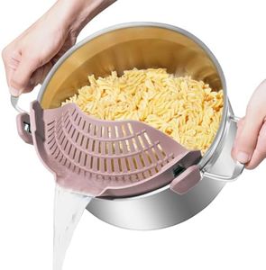 AUOON Oversized Pot Strainer Clip on Silicone - Family-Style Design Pasta Strainer Heat Resistant Kitchen Colander for Spaghetti and Noodles | Dishwasher Safe