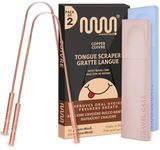 Tongue Scraper for Bad Breath - Stainless Steel Cleaner for Oral Hygiene (Copper 2 Count (Pack of 1))