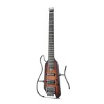 Donner HUSH-X Electric Guitar Kit - Featherlight Headless Guitar, Great for Travel and Practice, Mahogany Solid Body with Easy Assemble Stands, Gig Bag, All Accessories, Sunburst