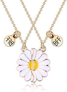 MJartoria BFF Necklace for 2-Daisy Best Friend Necklace Friendship Necklace Best Friends Forever Necklaces Valentines Day Gifts (Gold)