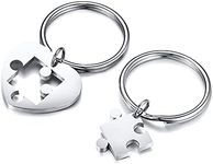 XUANPAI Couple Puzzle Piece Keychain - Men Women Jigsaw Love Keyrings Friendship Family Distance Matching Key Ring Valentine's Day Anniversary Birthday Keepsake Gift Stainless Steel Jewellery