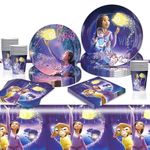 Metaparty Star Wishes Theme Party Tableware Set,Wish Theme Party Supplies,Birthday Party Tableware,Children's Birthday Party Decoration,Party Plates Cups Napkins Tablecloths for 20 Guests (A)
