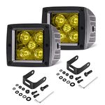 YCHOW-TECH Amber 3inch LED Pod Lights - 2pcs 100W Square LED Cubes with Super Bright Spot Beam Off-Road Driving, Work Ditch Lighting for Trucks, Boat ATV UTV Jeep