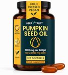 Pumpkin Seed Oil Capsules – 3000mg Daily Cold Pressed Pumpkin Seeds – Vegan Softgels for Prostate & Bladder Support – Omega 6 & 9-120 Capsules