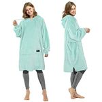 Catalonia Classy Fleece Hoodie Blanket,Super Soft Warm Wearable Blanket, Giant Pullover Hoody with Large Front Pocket for Adults Men Women Aqua