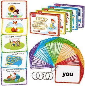 Coogam Sight Words Flashcards - 220 Dolch Sightwords Game with Pictures & Sentences,Literacy Learning Reading Cards Toy for Kindergarten,Home School Kids 3 4 5 Year Old