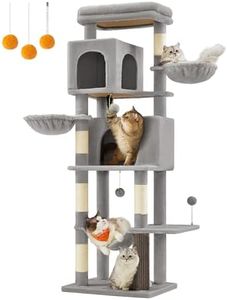 Feandrea Cat Tree, 69-Inch Tall Cat Tower for Indoor Cats, Multi-Level Cat Condo with 2 Caves, 2 Baskets, 5 Scratching Posts, Self-Groomer, Perch, Hammock, Dove Gray UPCT182G01