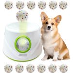 Automatic Dog Ball Launcher for Dogs, 20-46ft Adjustable Distance Ball Thrower, 6000mAh Rechargeable Interactive Dog Ball Launcher with 12 Etpu 2.3in Balls for Small & Medium Dogs (Green)