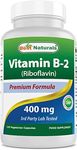 Best Naturals Vitamin B2 (Riboflavin) 400mg - Supports Migraine Relief Veggie Capsules Conezyme Precursor 120 Count