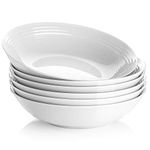 Y YHY 8'' Pasta Bowls, 26oz Large Salad Bowls Set of 6, Wide Shallow Ceramic Bowls for Serving Soup, Porcelain White Dinner Plates Set for Kitchen, Microwave Dishwasher Safe