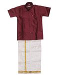 THANGAMAGAN Baby Boy's Shirt/Dhoty Regular Fit(Maroon,Age : 6 to 12 Months)