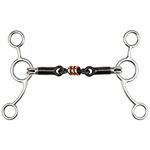 LNQ LUNIQI Stainless Horse Snaffle, Western All Purpose Rings Horse Snaffle Black Steel Double Jointed Mouth Snaffle Bit Wire Wrapped Mouth for Training Equestrian Equipment