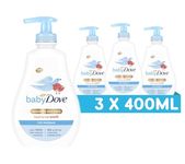 Baby Dove Rich Moisture Head to Toe Wash - Gentle & Nourishing Hair and Body Wash for Babies, Tear-Free Formula, Delicate Fragrance, Keeps Hair and Skin Soft, Ideal for Newborns - 400ml, Pack of 3